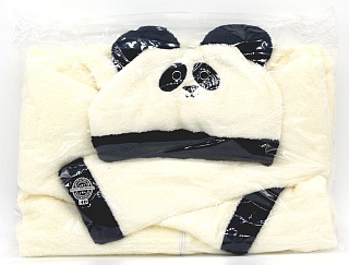 Халат черный "Теплые объятья панды" размер 40